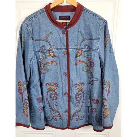 D&Co. Jackets & Blazers - Denim & Co Plus Size Embroidered Denim Jacket Size 1X